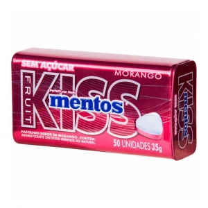 Bala sem açucar kiss morango 35 gramas Mentos