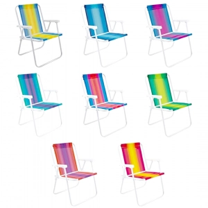 Cadeira de praia aço alta com cores sortidas Mor