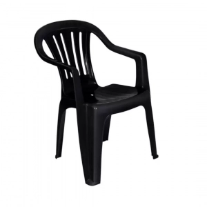 Cadeira plástica com apoio de braço preta Mor