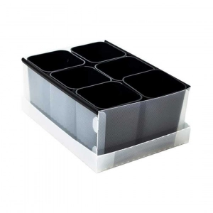 Caixa organizador de objetos Dello com 6 porta objetos preto
