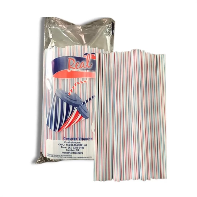 Canudo Biodegradável 10 Milímetros 21 Centímetros Milk Shake Com 100 Unidades Real Canudos