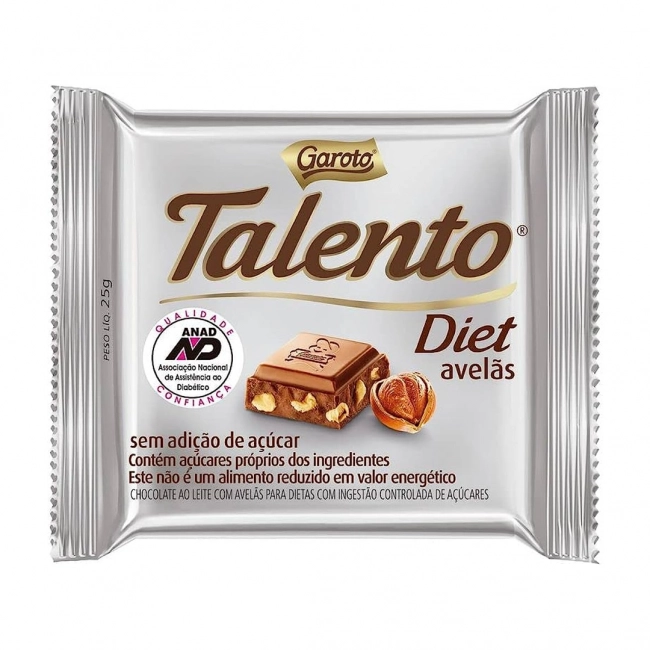 Chocolate talento 25g diet avelãs Garoto