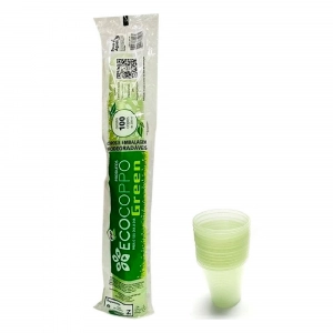 Copo Descartável Biodegradável Green 180 Ml Pacote Com 100 Unidades Ecocoppo