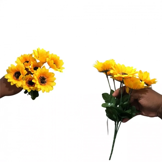 Flor Artificial Girassol 32 Centímetros Com 07 Botões PF125108 Ponto das Festas
