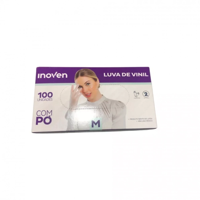 Luva de Procedimento Vinil Com Pó M Caixa Com 100 Unidades Inoven