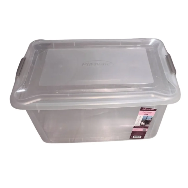 Organizador 27 Litros Caixa Cristal Transparente  Plasvale