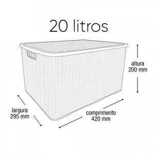 Organizador 20 litros caixa rattan branco Arqplast