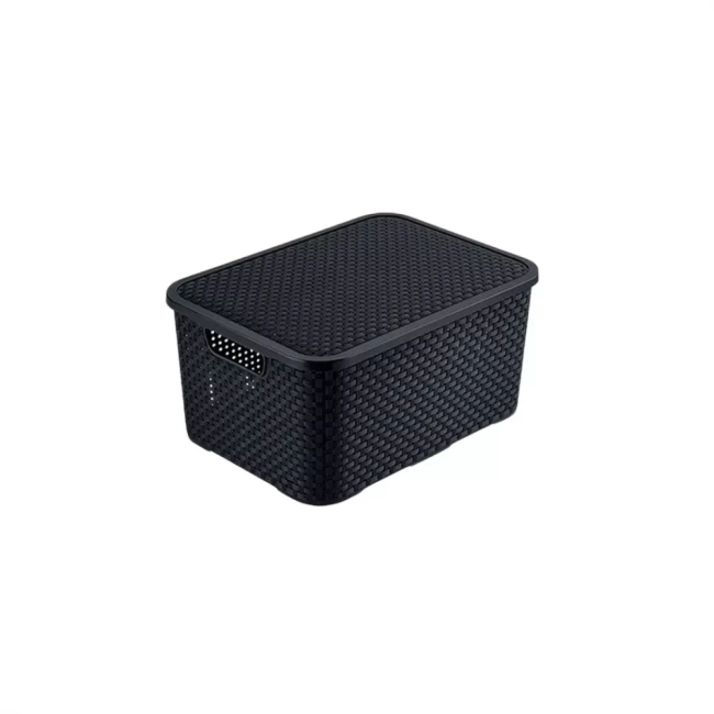 Organizador 7 Litros Caixa Rattan Preto Referência 25588 Arqplast