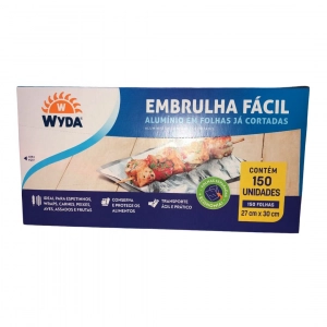 Papel Alumínio Folha 27 por 30 Centímetros  Com 150 Unidades Embrulha Fácil Wyda