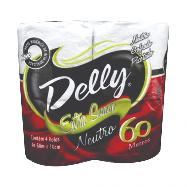 Papel Higiênico Folha Simples 4 por 60 Centímetros - 4 Rolos por Pacote Delly