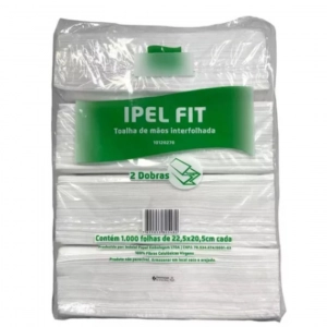 Papel toalha 2D 22,5 POR 20,5 100% celulose virgem pacote com 1000 fit Ipel - Indaial