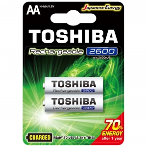 Pilha Recarregável AA Com 2 Unidades 2600 Mah Toshiba
