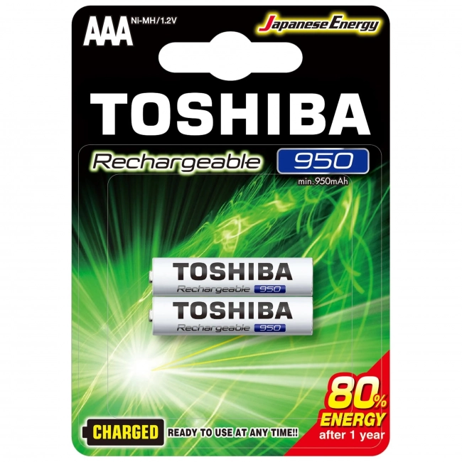 Pilha Recarregável AAA Com 2 Unidades 950 Mah Toshiba