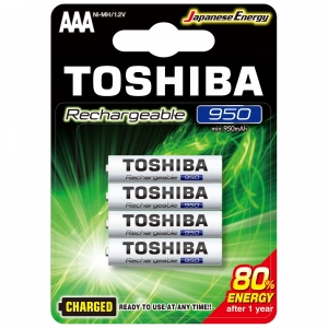 Pilha recarregável AAA com 04 unidades 950 mAh Toshiba