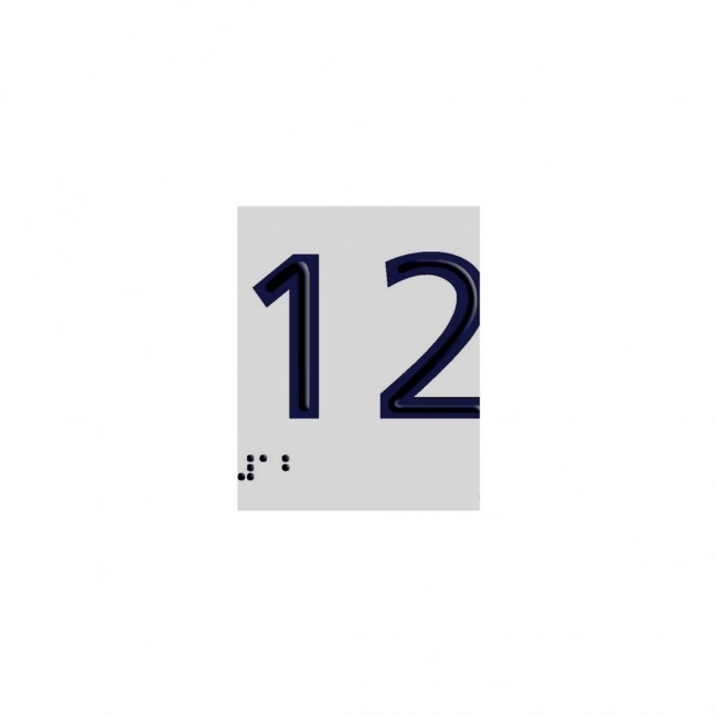 Placa aluminío em braille 3,5 x 7,0 centímetros numeração 12 Sinalize