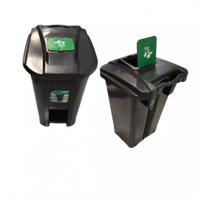 Lixeira 120 Litros Com Pedal e Roda Tampa Click Preta Referência 25749 Arqplast 